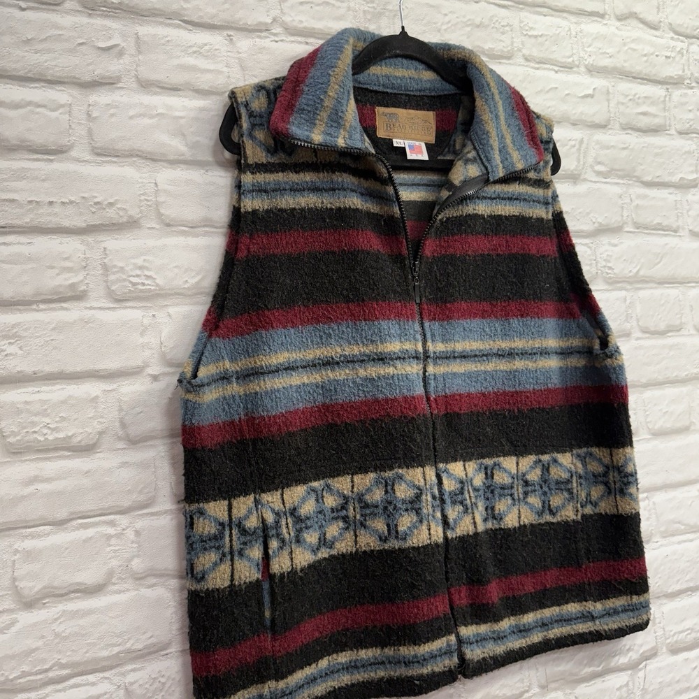 VTG Bear Ridge Outfitters Wool Rustic Western Aztec Vest Jacket Sz XL Cabincore - Picture 13 of 13